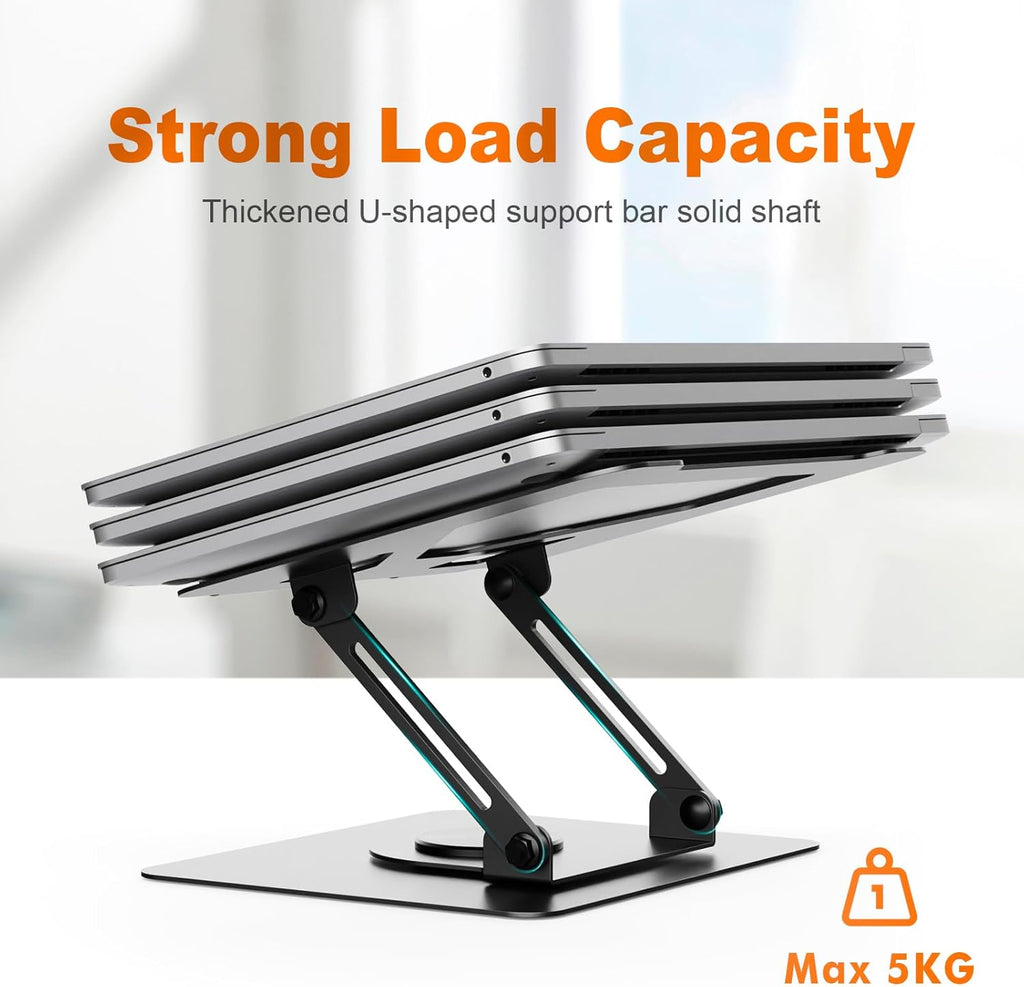 GRIFEMA GB1050 Laptop Stand for Desk, Adjustable Laptop Riser for 11-17 inches Laptops, with 360° Rotating Base, Foldable Ventilated Cooling Notebook Stand