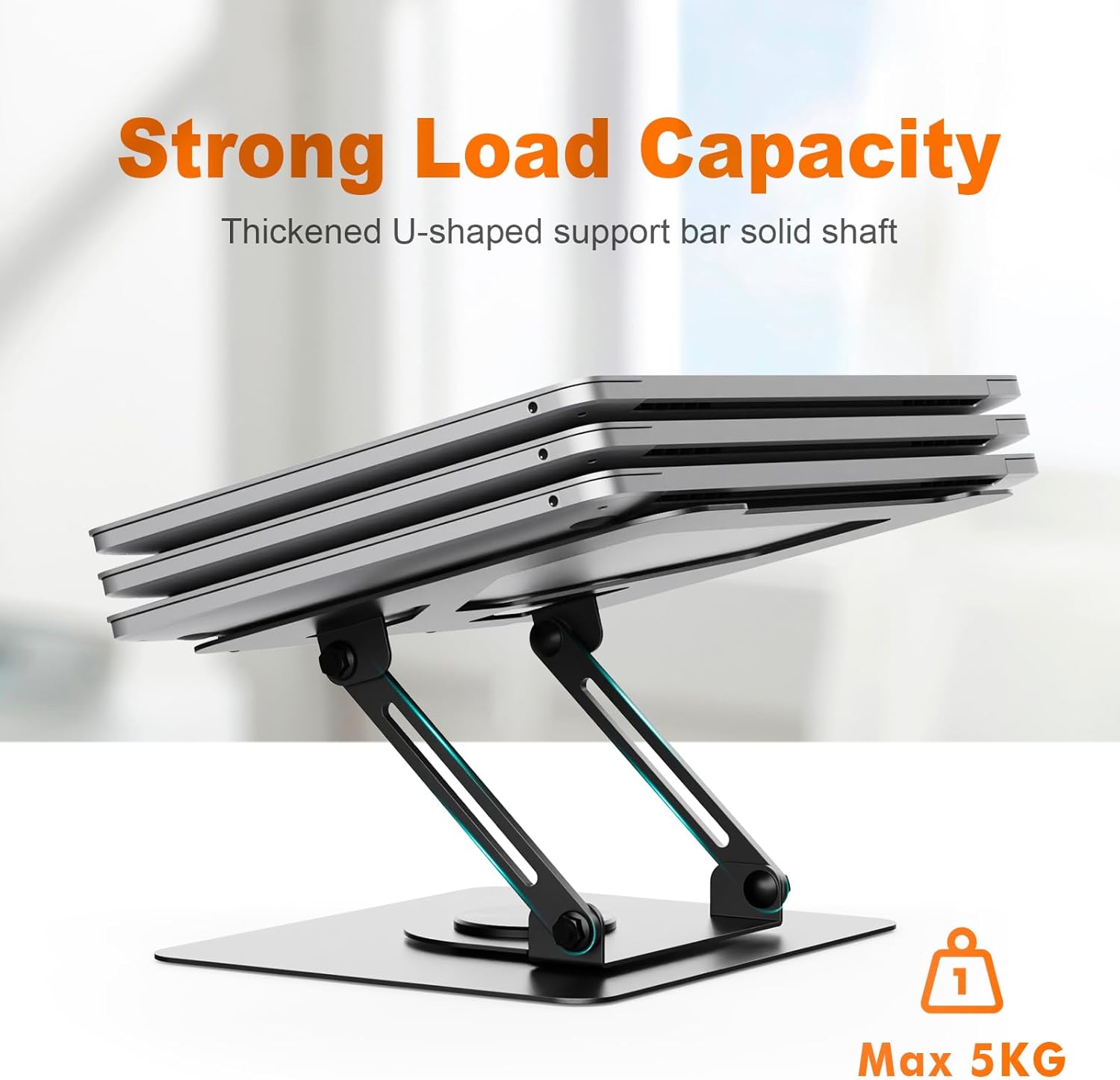 GRIFEMA GB1050 Laptop Stand for Desk, Adjustable Laptop Riser for 11-17 inches Laptops, with 360° Rotating Base, Foldable Ventilated Cooling Notebook Stand