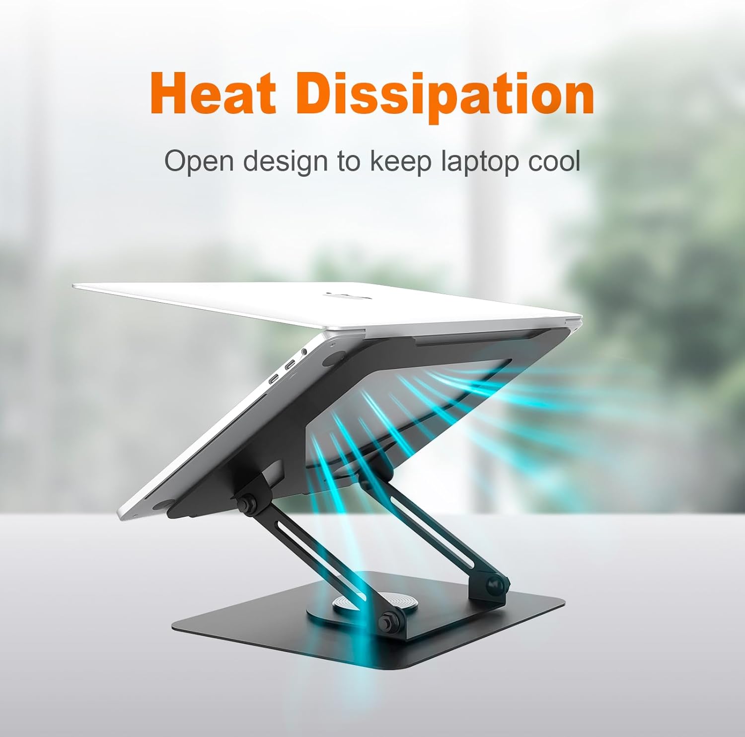 GRIFEMA GB1050 Laptop Stand for Desk, Adjustable Laptop Riser for 11-17 inches Laptops, with 360° Rotating Base, Foldable Ventilated Cooling Notebook Stand