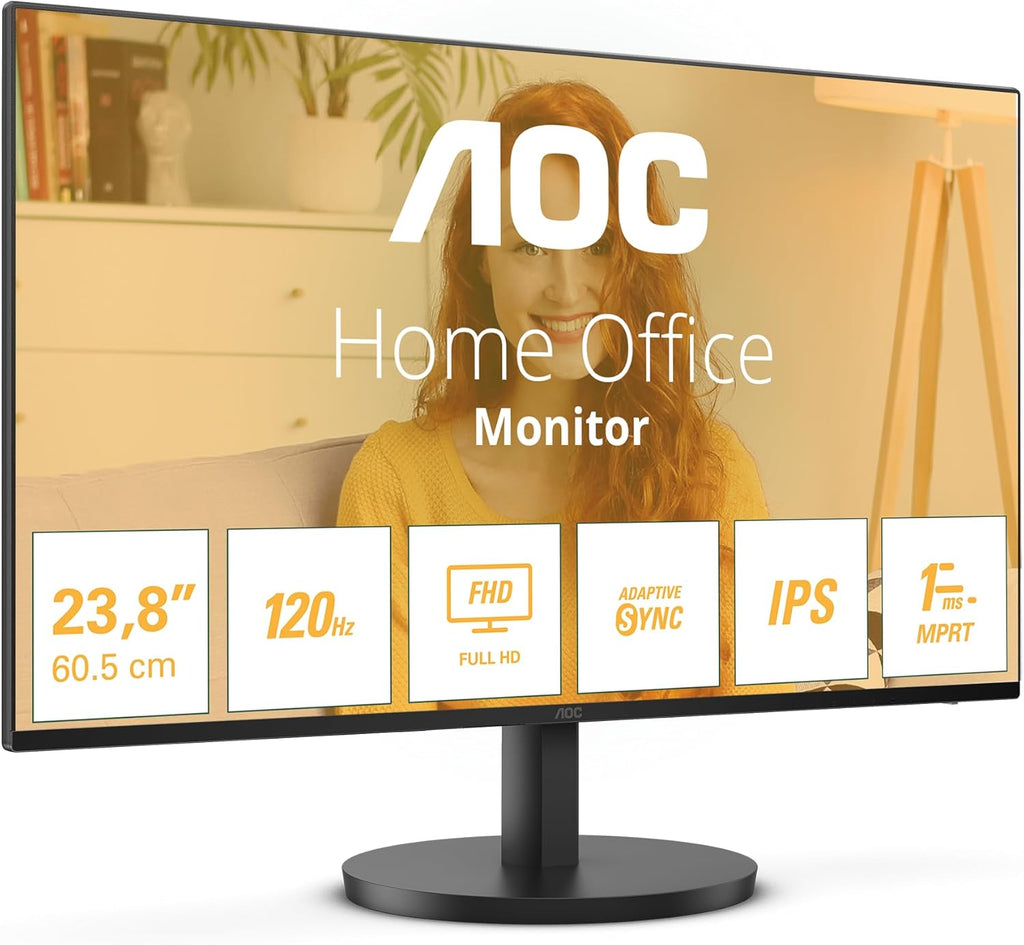 AOC 24B3HA2-24 Inch FHD monitor, IPS, 100Hz, 1ms, Ultra Narrow Boarder, FlickerFree, Adaptive Sync (1920 x 1080 250 cd/m HDMI 1.4 / DP 1.4)