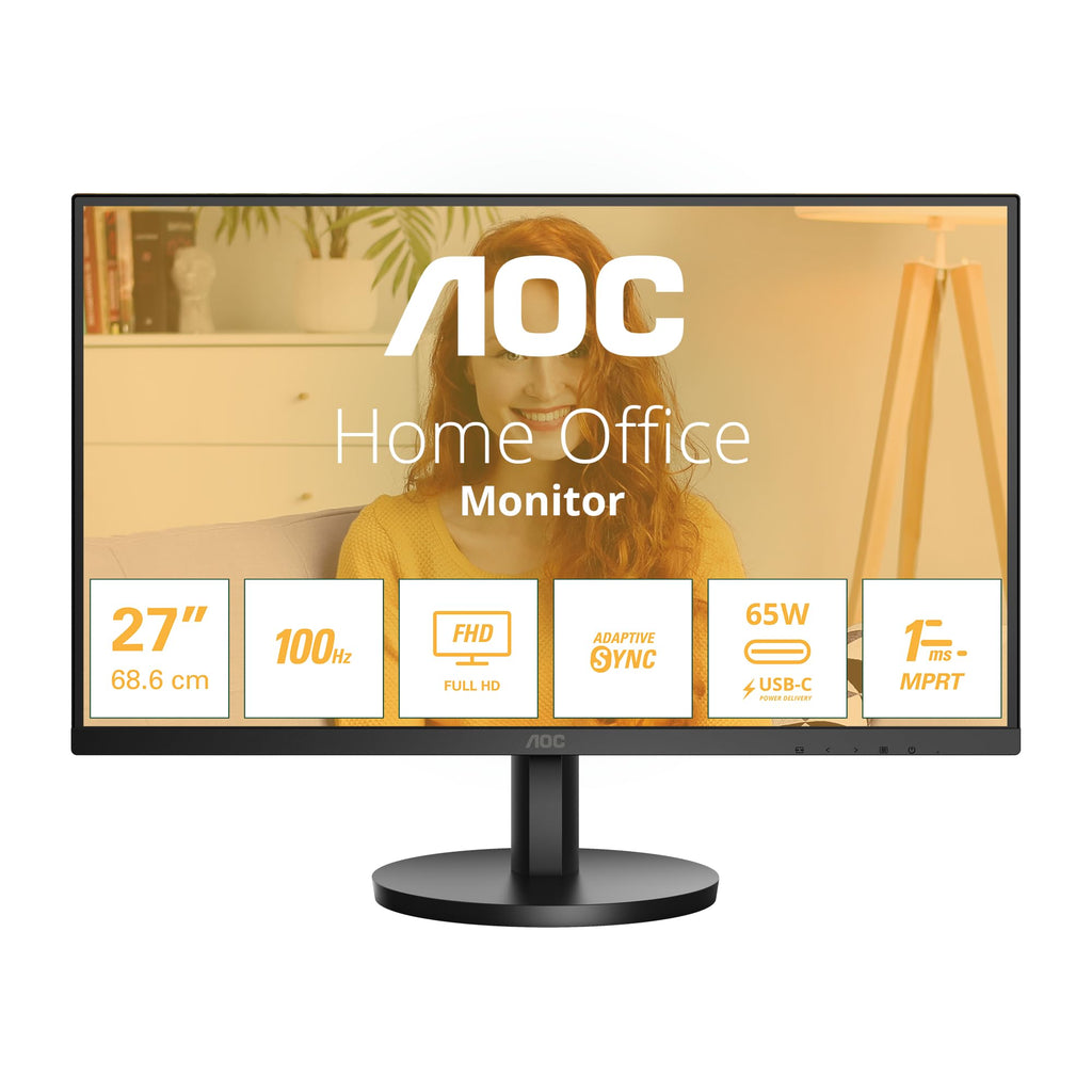 AOC 24B3HA2-24 Inch FHD monitor, IPS, 100Hz, 1ms, Ultra Narrow Boarder, FlickerFree, Adaptive Sync (1920 x 1080 250 cd/m HDMI 1.4 / DP 1.4)