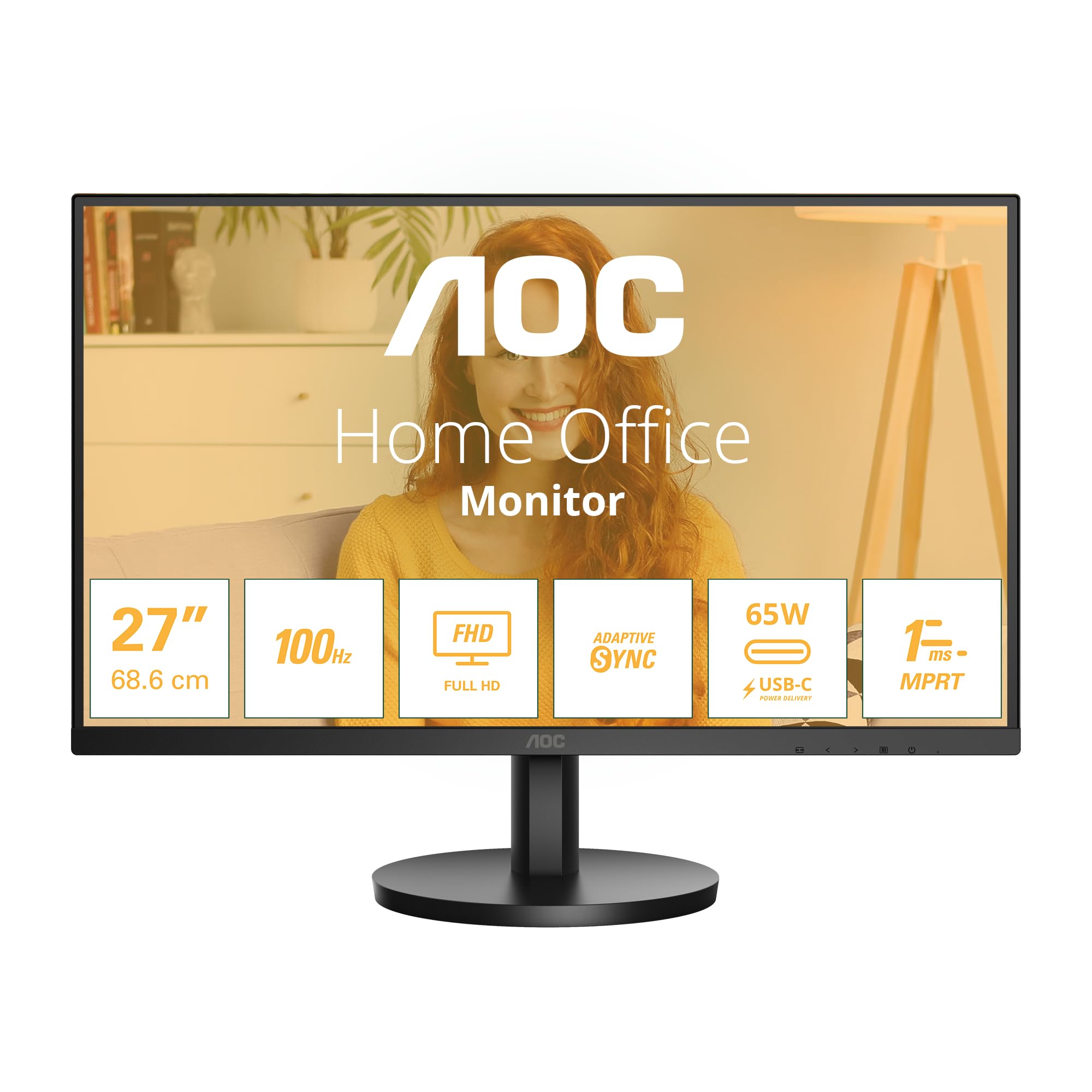AOC 24B3HA2-24 Inch FHD monitor, IPS, 100Hz, 1ms, Ultra Narrow Boarder, FlickerFree, Adaptive Sync (1920 x 1080 250 cd/m HDMI 1.4 / DP 1.4)