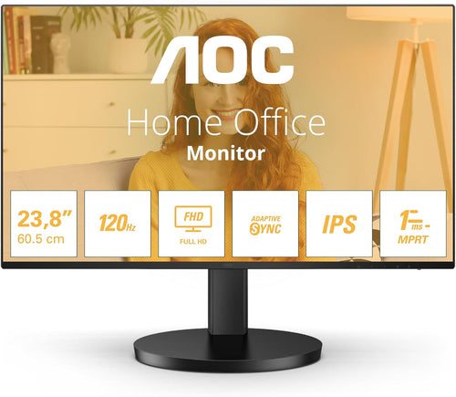 AOC 24B3HA2-24 Inch FHD monitor, IPS, 100Hz, 1ms, Ultra Narrow Boarder, FlickerFree, Adaptive Sync (1920 x 1080 250 cd/m HDMI 1.4 / DP 1.4)